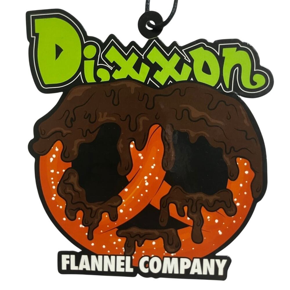 Dixxon funky chocolate covered prezel green logo sticker